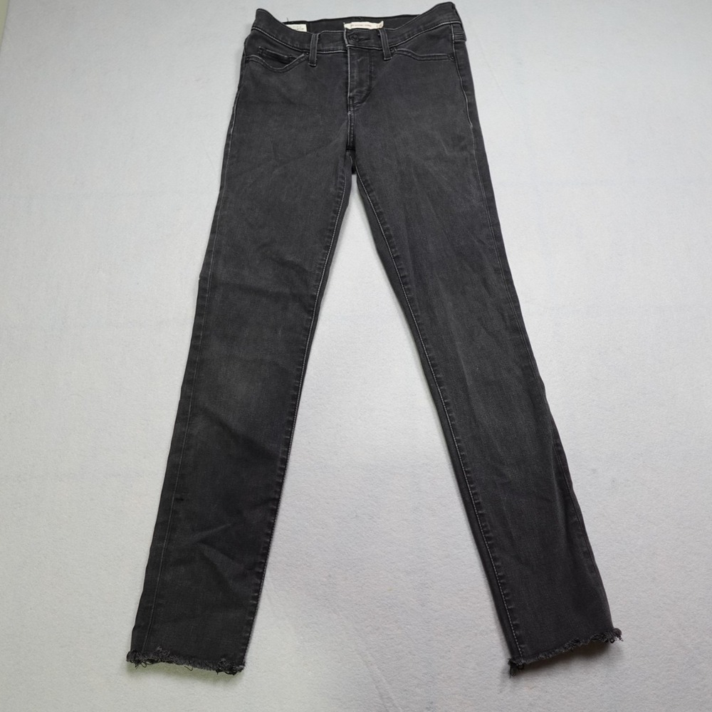 Levi's 311 Shaping Skinny Jeans Womens 25 Black Slim Stretch Raw Hem Denim
